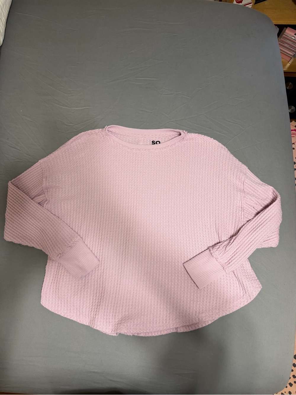 💥 JRS SO Light Pink Waffle Knit Long Sleeve